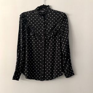 $ Other Stories Black Button Down Ruffle Shirt 6